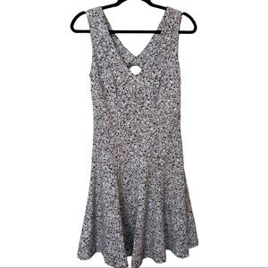 Michael Michael Kors Black White Floral Open Back Sleeveless Skater Dress